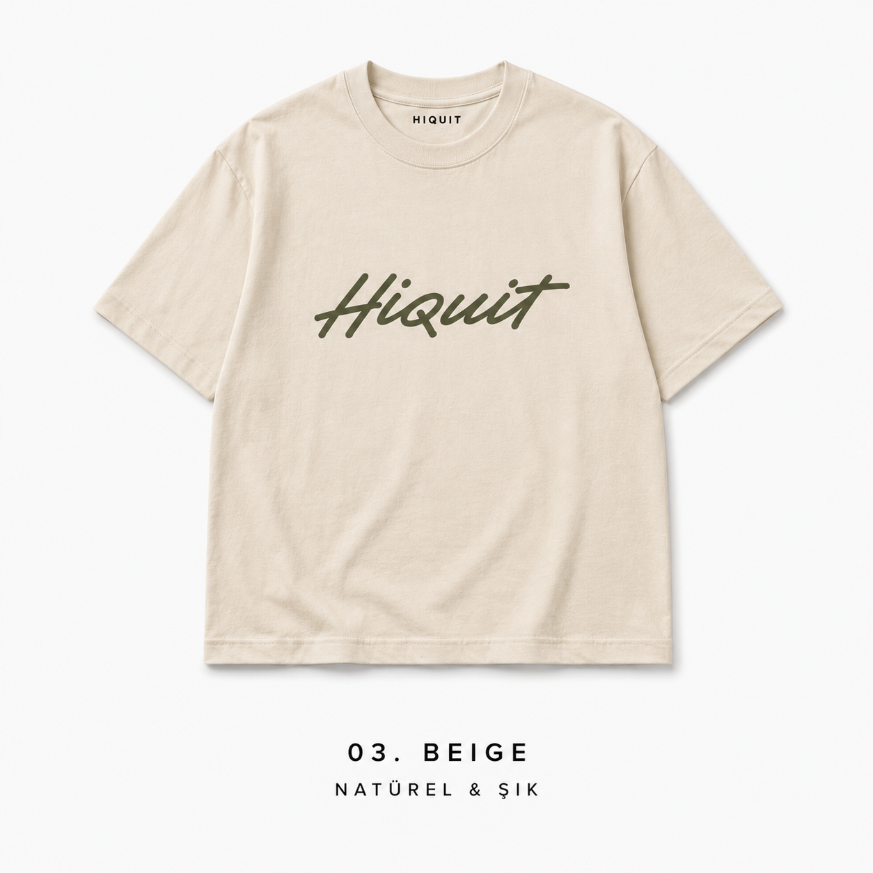 HIQUIT Logo Premium Oversize Beige T-shirt