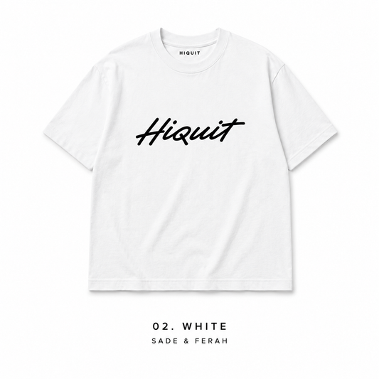 HIQUIT Logo Premium Oversize Beyaz T-shirt