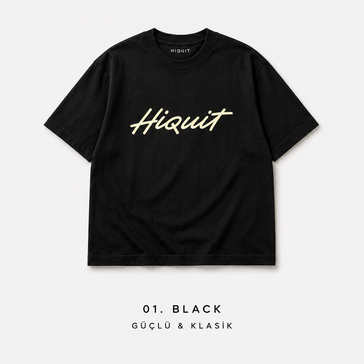 HIQUIT Logo Premium Oversize Siyah T-shirt